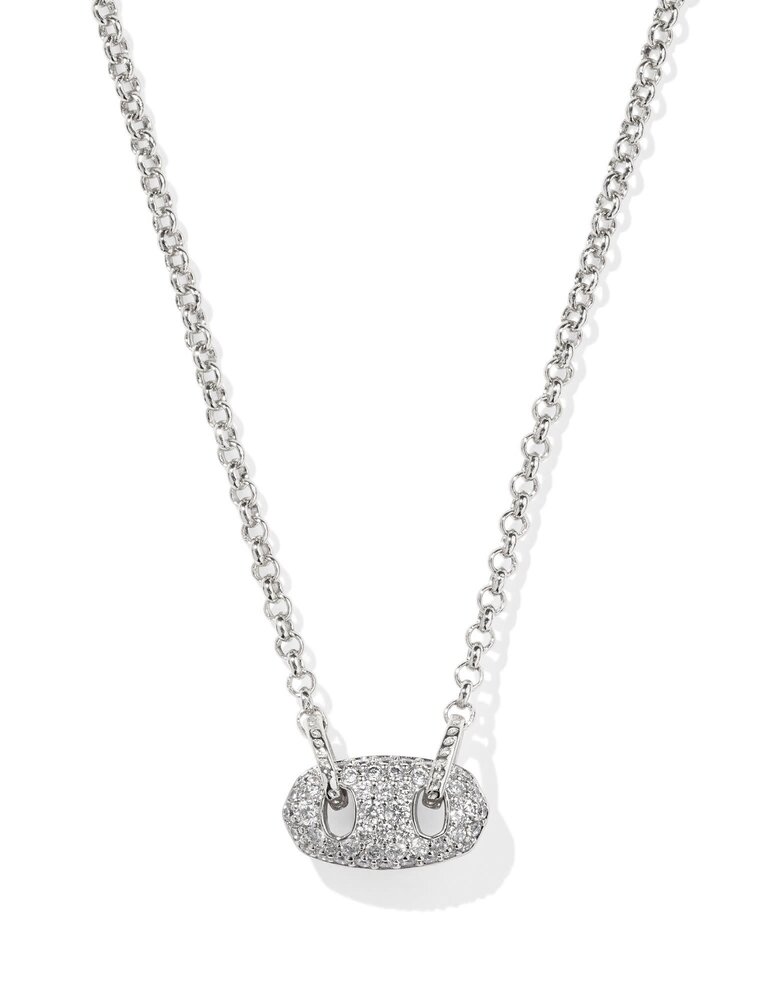 KENDRA SCOTT DESIGN Bailey Silver Pave Short Pendant Necklace in White Crystal
