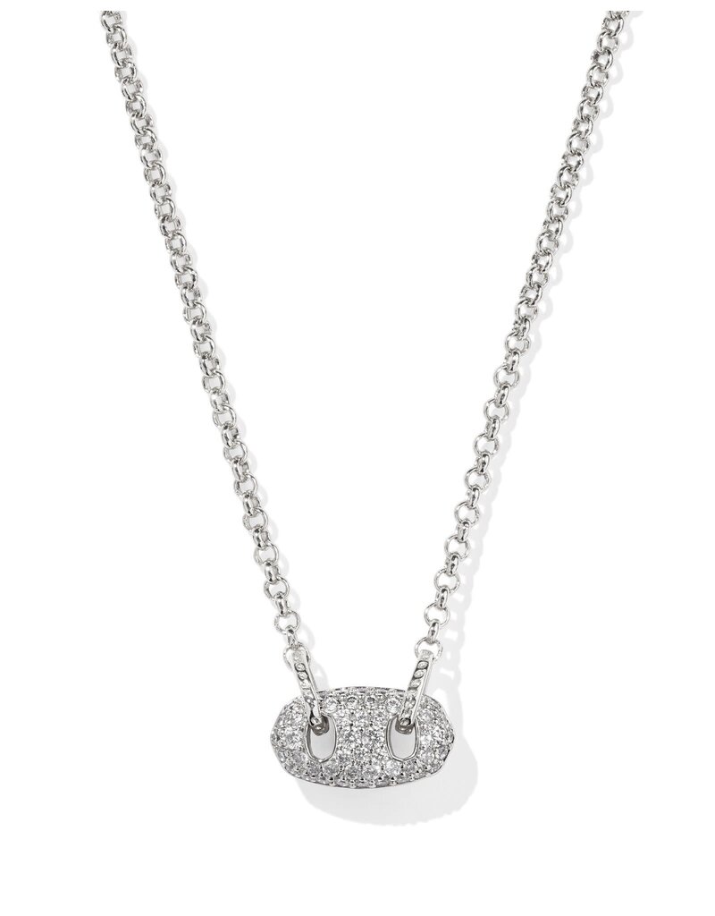 KENDRA SCOTT DESIGN Bailey Silver Pave Short Pendant Necklace in White Crystal