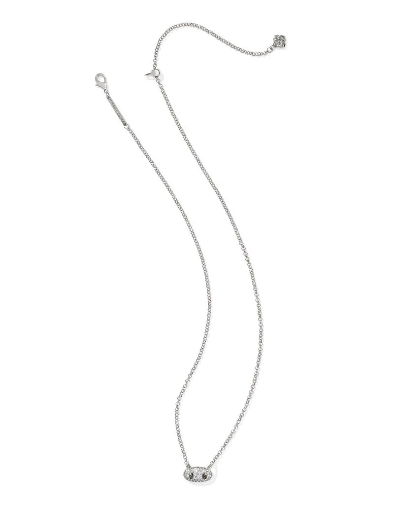 KENDRA SCOTT DESIGN Bailey Silver Pave Short Pendant Necklace in White Crystal
