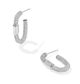 KENDRA SCOTT DESIGN Emery Silver Hoop Earrings in White Crystal