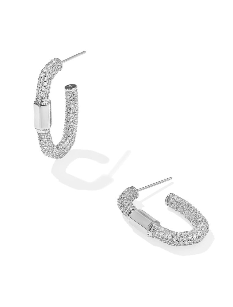 KENDRA SCOTT DESIGN Emery Silver Hoop Earrings in White Crystal