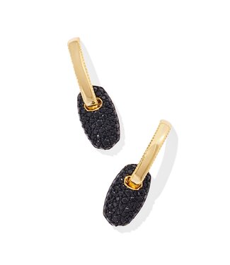 KENDRA SCOTT DESIGN Bailey Gold Pave Huggie Earrings in Black Crystal