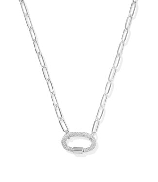 KENDRA SCOTT DESIGN Emery Silver Link and Chain Necklace in White Crystal