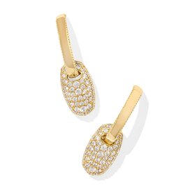 KENDRA SCOTT DESIGN Bailey Gold Pave Huggie Earrings in White Crystal