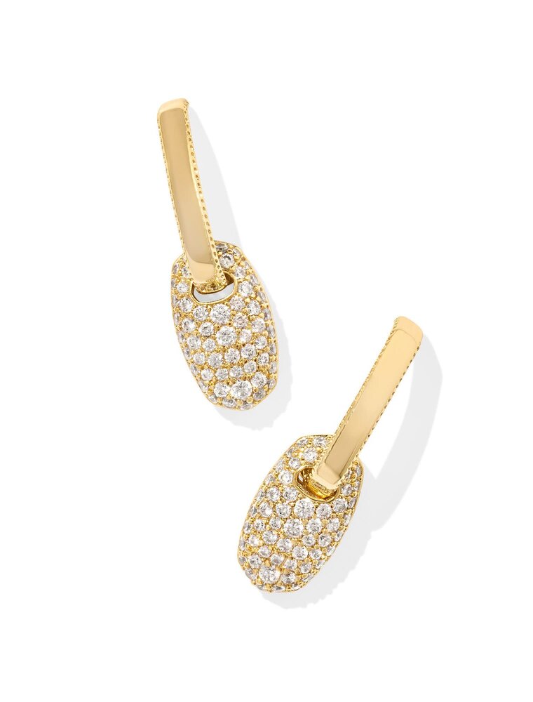 KENDRA SCOTT DESIGN Bailey Gold Pave Huggie Earrings in White Crystal