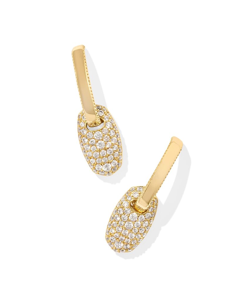 KENDRA SCOTT DESIGN Bailey Gold Pave Huggie Earrings in White Crystal
