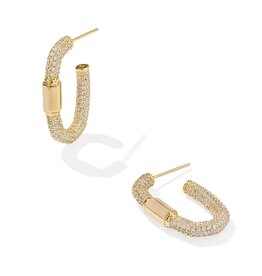 KENDRA SCOTT DESIGN Emery Gold Hoop Earrings in White Crystal
