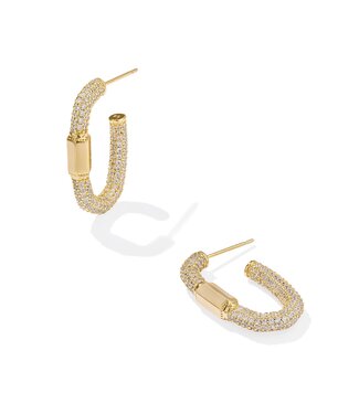 KENDRA SCOTT DESIGN Emery Gold Hoop Earrings in White Crystal