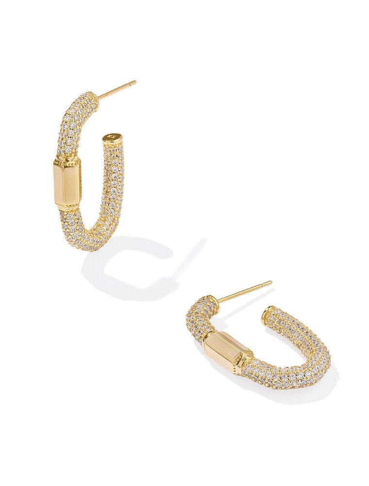 KENDRA SCOTT DESIGN Emery Gold Hoop Earrings in White Crystal