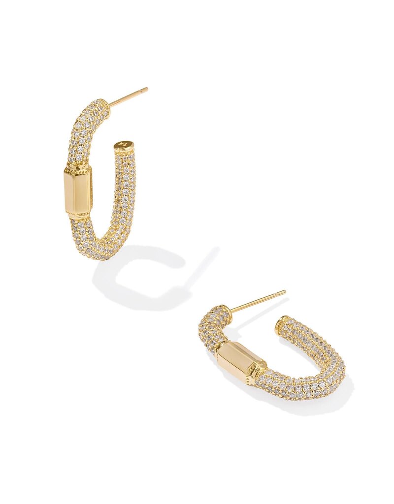 KENDRA SCOTT DESIGN Emery Gold Hoop Earrings in White Crystal
