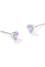 KENDRA SCOTT DESIGN Mini Ari Heart Silver Stud Earrings in Bubblegum Pink Kyocera Opal