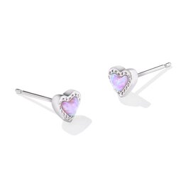 KENDRA SCOTT DESIGN Mini Ari Heart Silver Stud Earrings in Bubblegum Pink Kyocera Opal