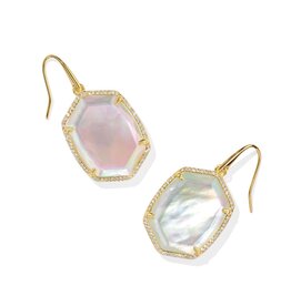 KENDRA SCOTT DESIGN Daphne Gold Pave Frame Drop Earrings in Iridescent Ivory Illusion