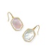 Daphne Gold Pave Frame Drop Earrings in Iridescent Ivory Illusion