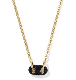 KENDRA SCOTT DESIGN Bailey Gold Pave Short Pendant Necklace in Black Crystal