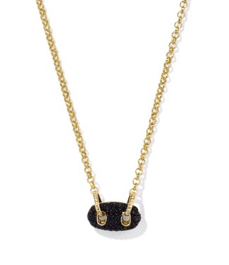 KENDRA SCOTT DESIGN Bailey Gold Pave Short Pendant Necklace in Black Crystal