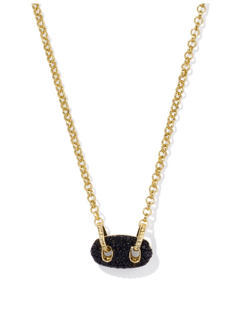 KENDRA SCOTT DESIGN Bailey Gold Pave Short Pendant Necklace in Black Crystal