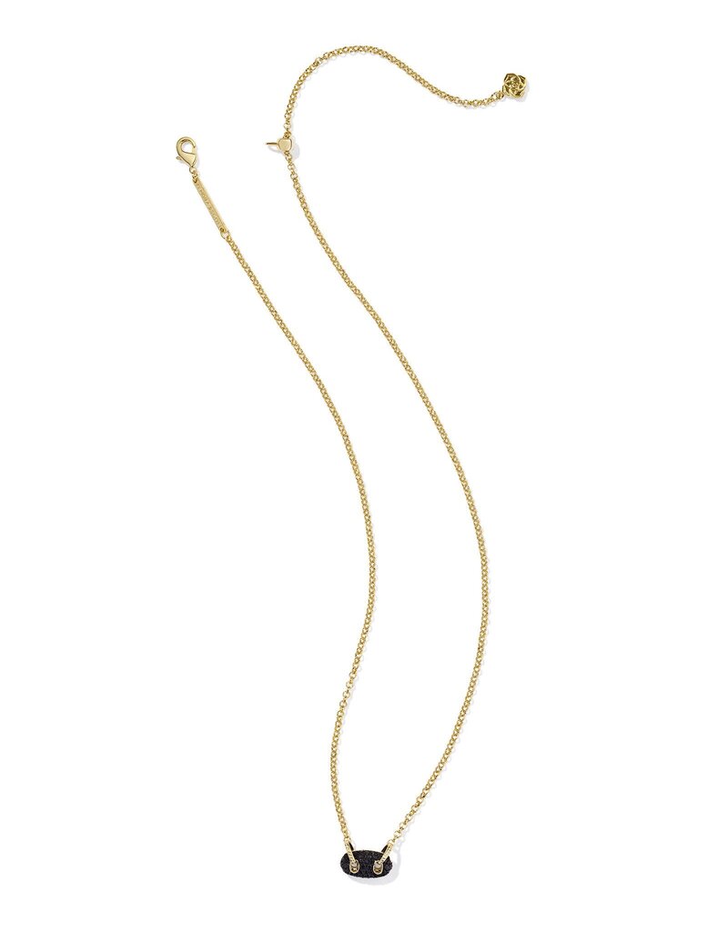 KENDRA SCOTT DESIGN Bailey Gold Pave Short Pendant Necklace in Black Crystal