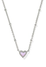 KENDRA SCOTT DESIGN Mini Ari Heart Silver Satellite Short Pendant Necklace in Bubblegum Pink Kyocera Opal KENDRA SCOTT DESIGN Mini Ari Heart Silver Satellite Short Pendant Necklace in Bubblegum Pink Kyocera Opal