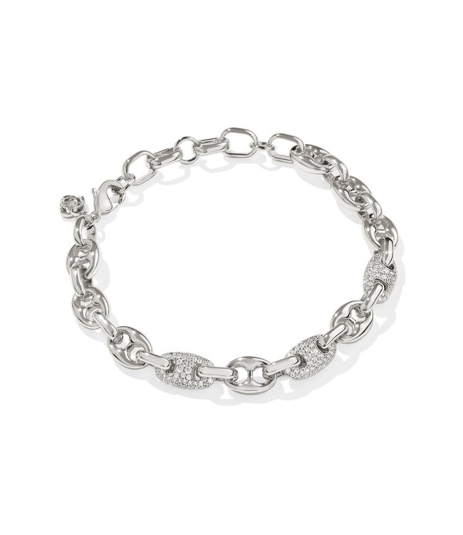 Bailey Silver Pave Chain Bracelet in White Crystal