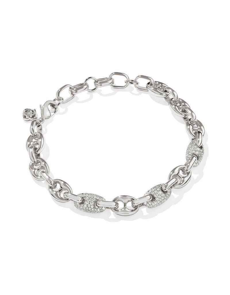 KENDRA SCOTT DESIGN Bailey Silver Pave Chain Bracelet in White Crystal