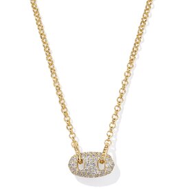 KENDRA SCOTT DESIGN Bailey Gold Pave Short Pendant Necklace in White Crystal
