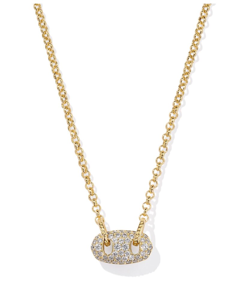 KENDRA SCOTT DESIGN Bailey Gold Pave Short Pendant Necklace in White Crystal