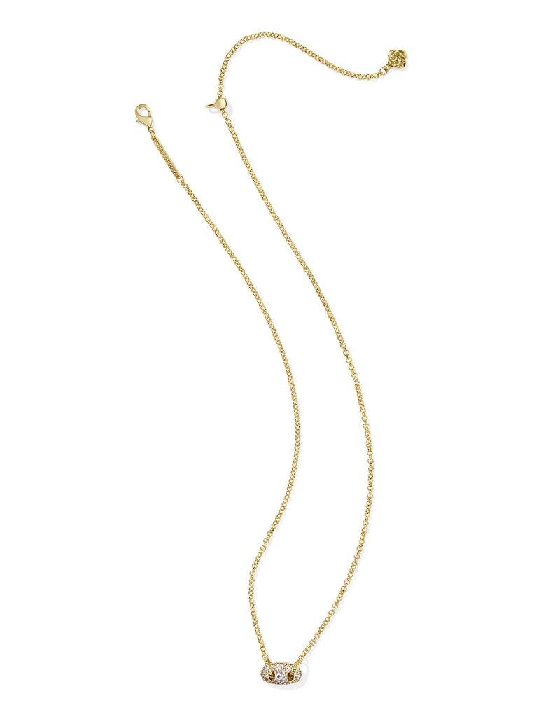 KENDRA SCOTT DESIGN Bailey Gold Pave Short Pendant Necklace in White Crystal
