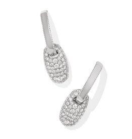 KENDRA SCOTT DESIGN Bailey Silver Pave Huggie Earrings in White Crystal