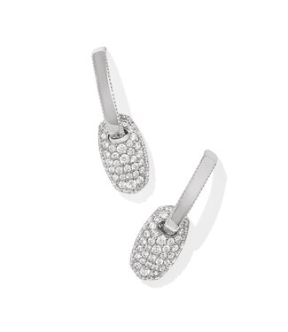 KENDRA SCOTT DESIGN Bailey Silver Pave Huggie Earrings in White Crystal