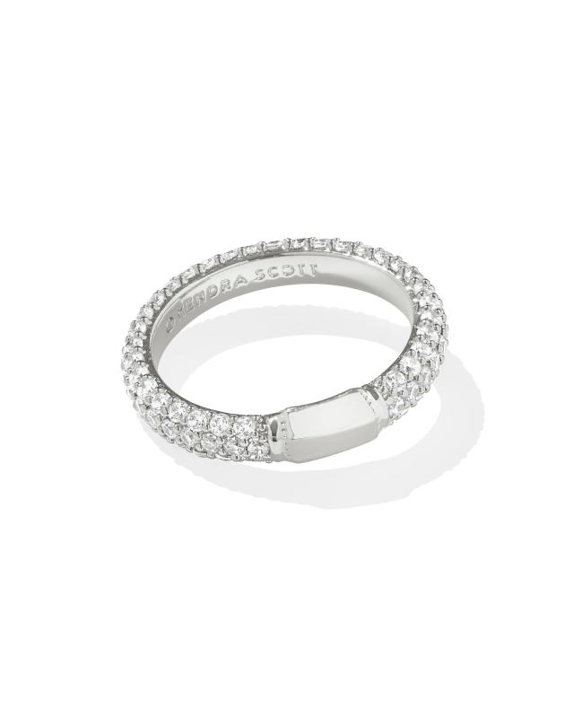 KENDRA SCOTT DESIGN Emery Silver Band Ring in White Crystal