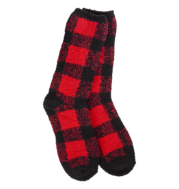 WORLD SOFTEST SOCKS Cozy Crew Sock in Hot Buffalo Plaid
