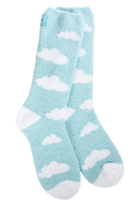 WORLD SOFTEST SOCKS Cozy Crew Sock in Turquoise Clouds