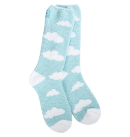 WORLD SOFTEST SOCKS Cozy Crew Sock in Turquoise Clouds