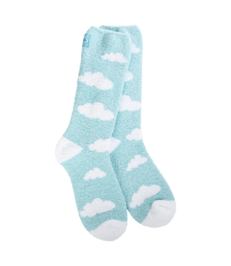 WORLD SOFTEST SOCKS Cozy Crew Sock in Turquoise Clouds