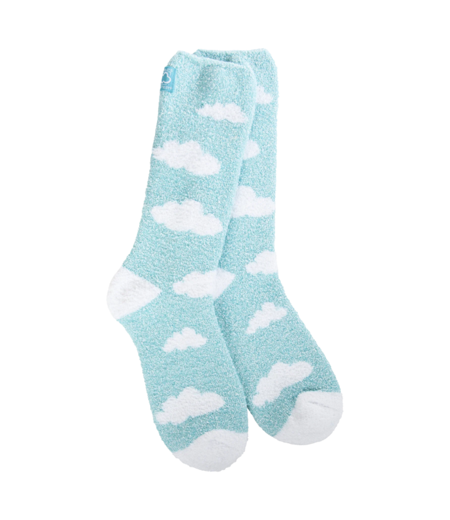 Cozy Crew Sock in Turquoise Clouds