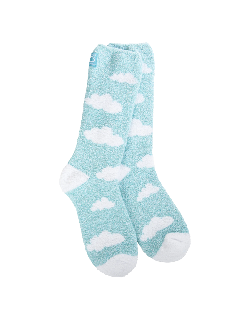 WORLD SOFTEST SOCKS Cozy Crew Sock in Turquoise Clouds