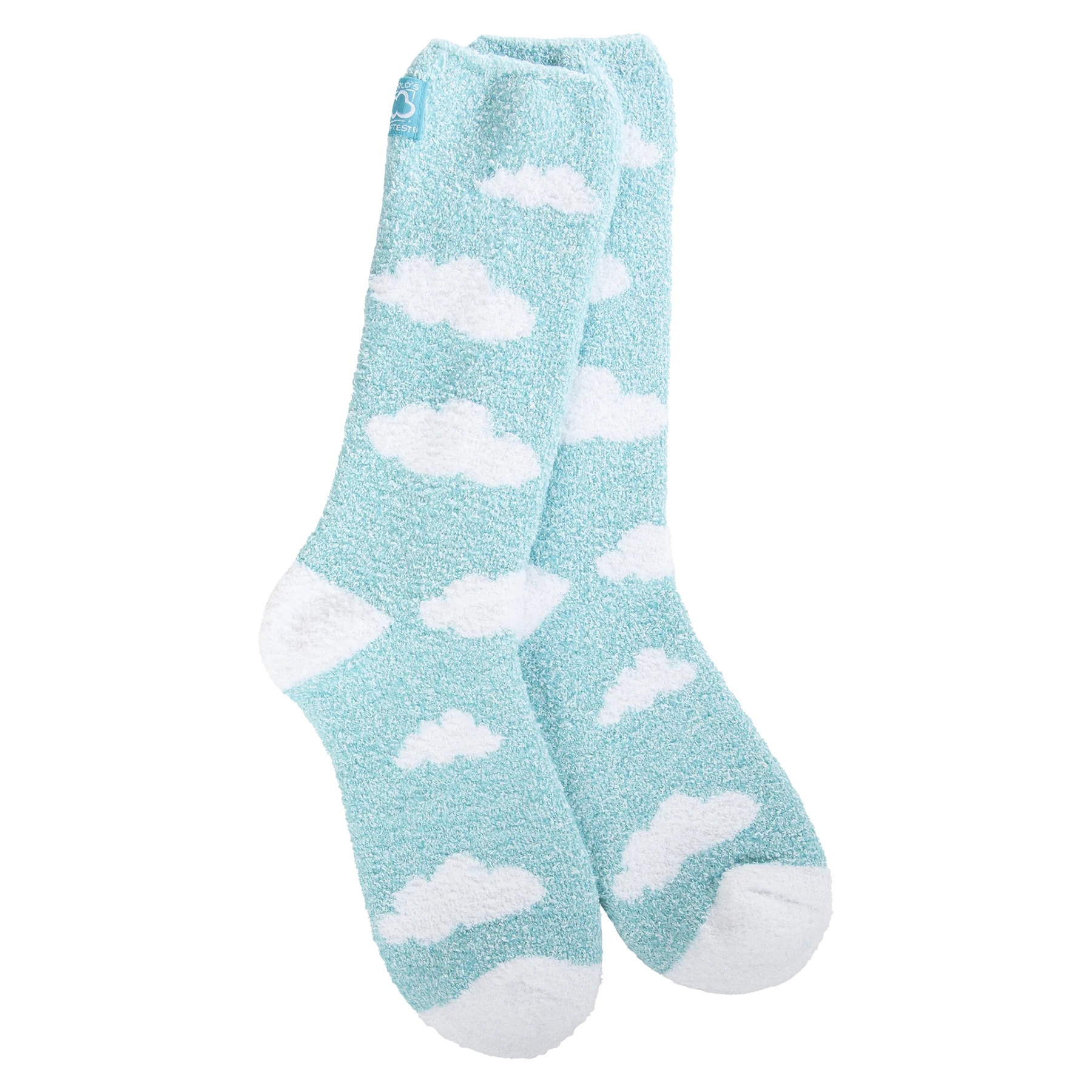 WORLD SOFTEST SOCKS Cozy Crew Sock in Turquoise Clouds