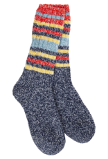 WORLD SOFTEST SOCKS Ragg Crew Stripe Sock in Indigo