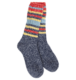 WORLD SOFTEST SOCKS Ragg Crew Stripe Sock in Indigo