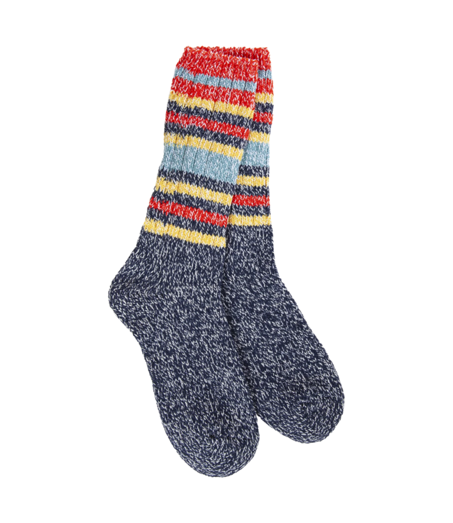 Ragg Crew Stripe Sock in Indigo