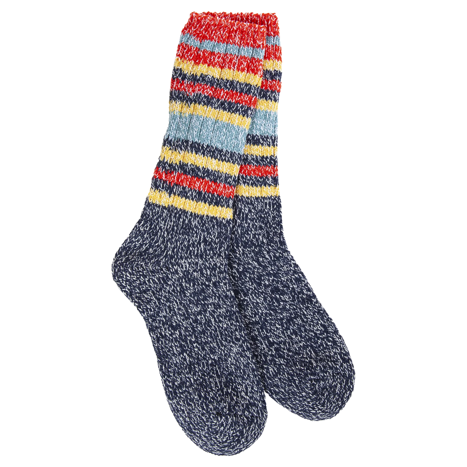 WORLD SOFTEST SOCKS Ragg Crew Stripe Sock in Indigo