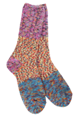 WORLD SOFTEST SOCKS Ragg Crew Colorblock Sock in Fiesta