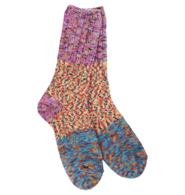 WORLD SOFTEST SOCKS Ragg Crew Colorblock Sock in Fiesta