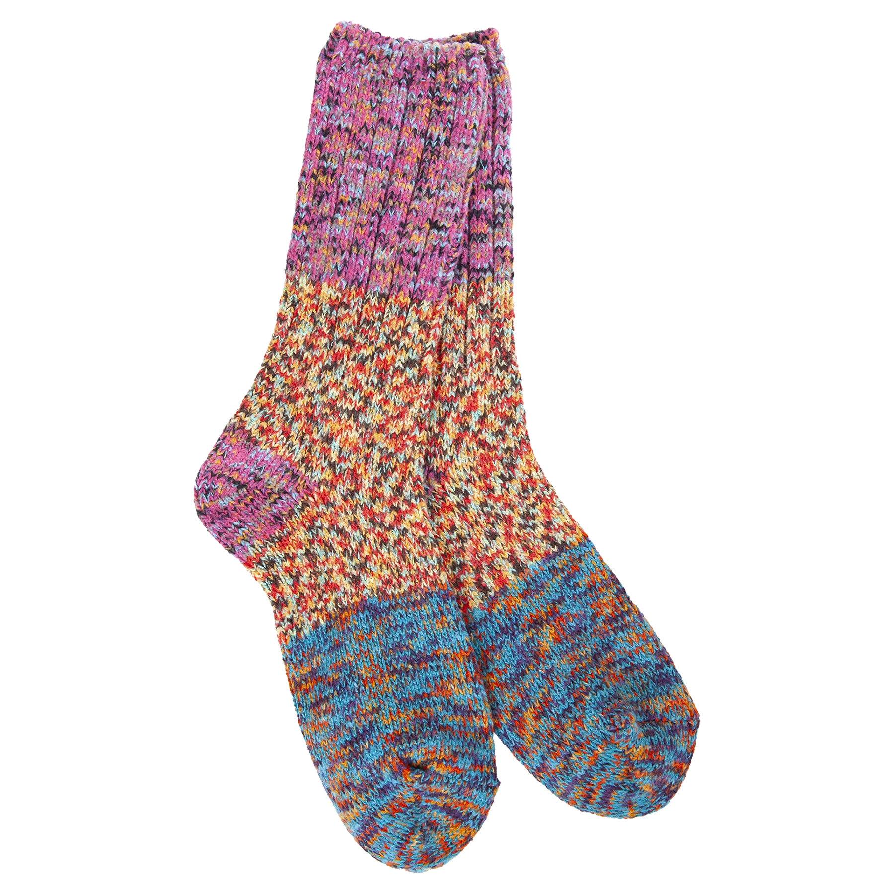 WORLD SOFTEST SOCKS Ragg Crew Colorblock Sock in Fiesta