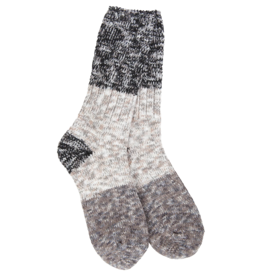 WORLD SOFTEST SOCKS Ragg Crew Colorblock Sock in Stone