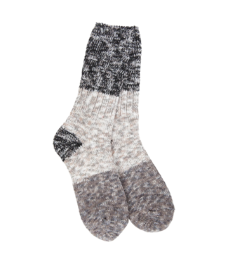 WORLD SOFTEST SOCKS Ragg Crew Colorblock Sock in Stone