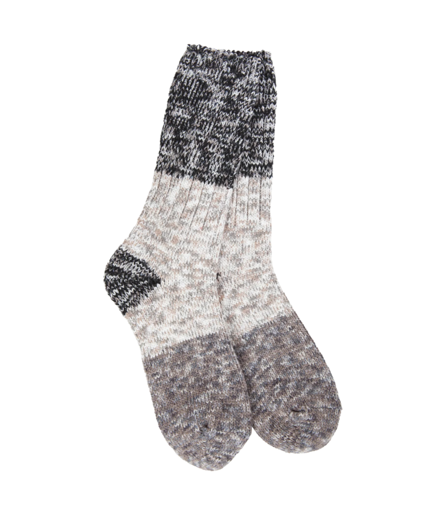Ragg Crew Colorblock Sock in Stone