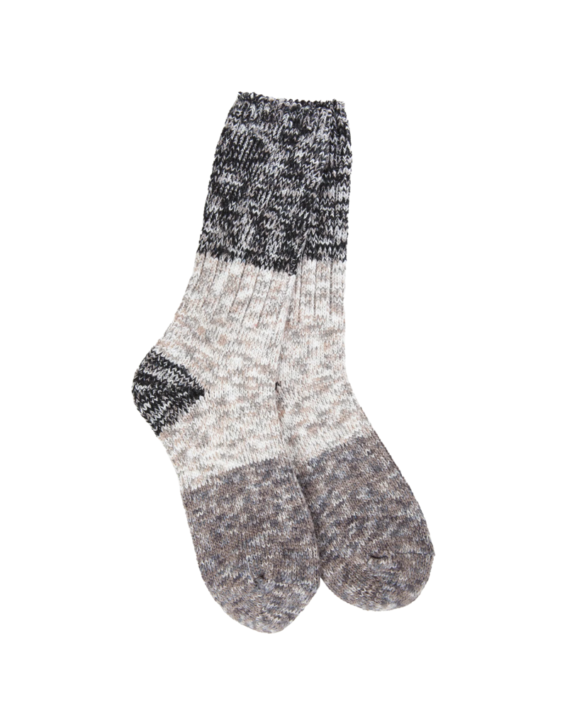 WORLD SOFTEST SOCKS Ragg Crew Colorblock Sock in Stone