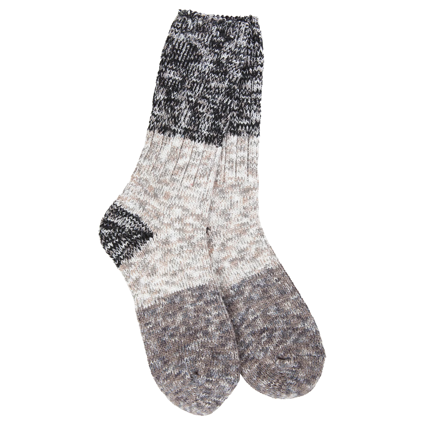 WORLD SOFTEST SOCKS Ragg Crew Colorblock Sock in Stone